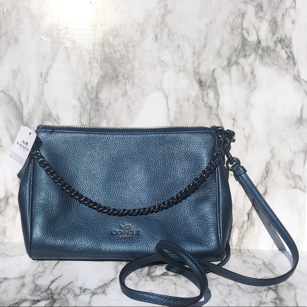 NWT Coach Carrie Metallic Leather Cross Body
